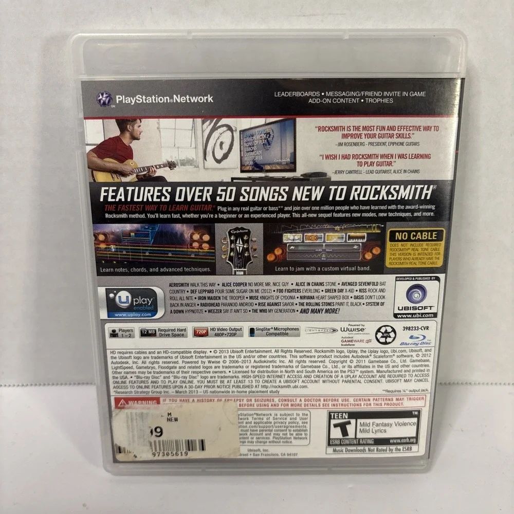 Rocksmith All-New 2014 Edition Sony PlayStation 3 PS3 Complete CIB Tested
